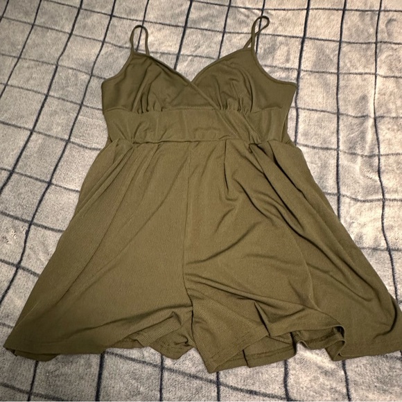 Cider Army Green romper (plus size) - Picture 1 of 5